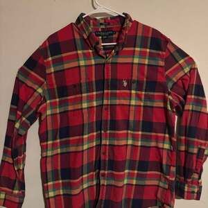 U.S Polo Assn. Classic Fit Red Tartan Plaid Flannel Button Down Shirt